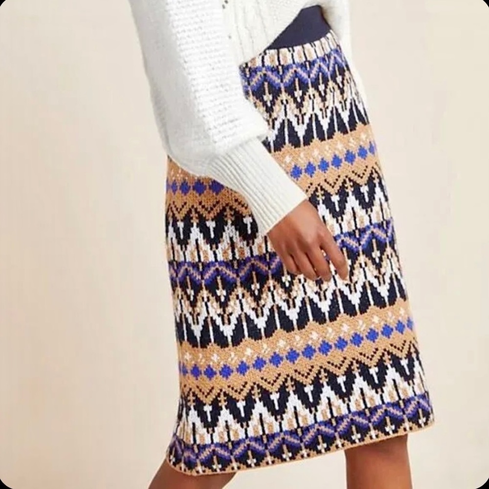 New NWT Anthropologie “Saoirse” Sweater Midi Skirt M medium Fair Isle pattern